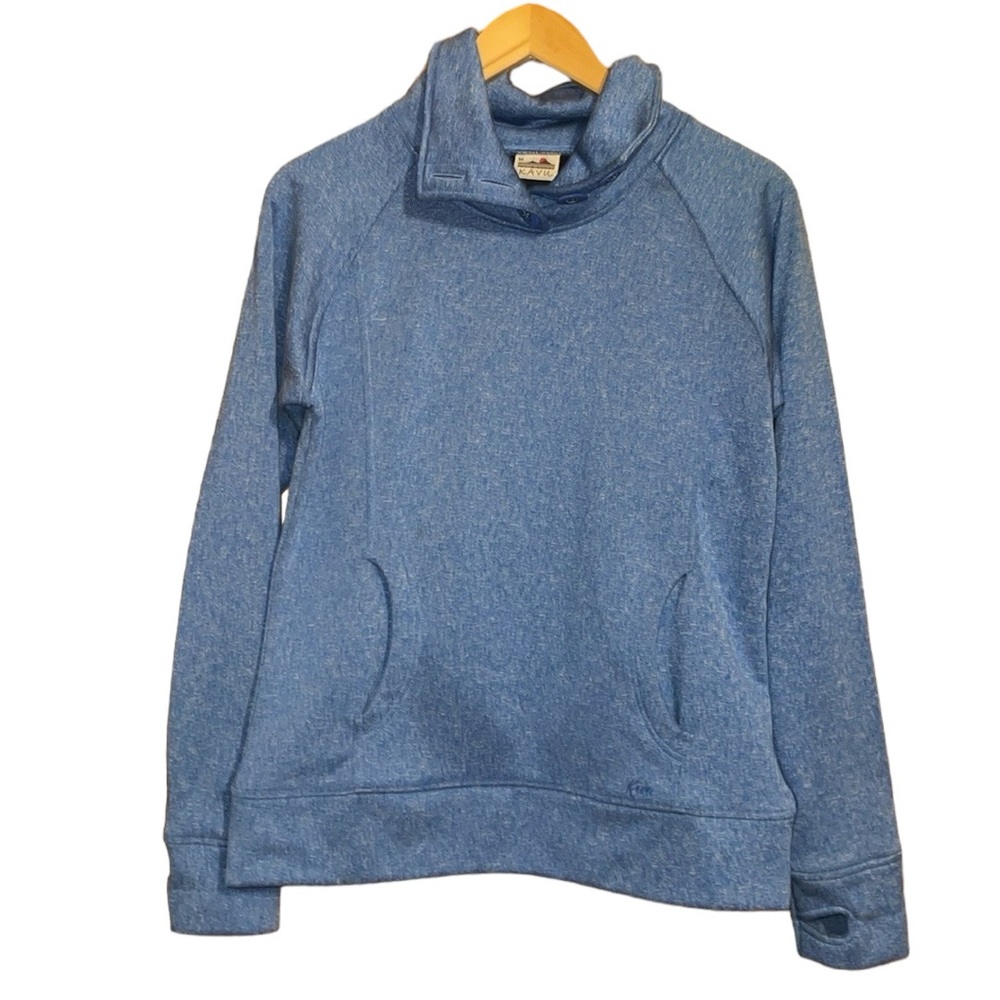 •KAVU•BLUE THEA FLEECE LINED THROW PULLOVER MOCK NECK SWEATSHIRT SIZE MEDIUM EUC